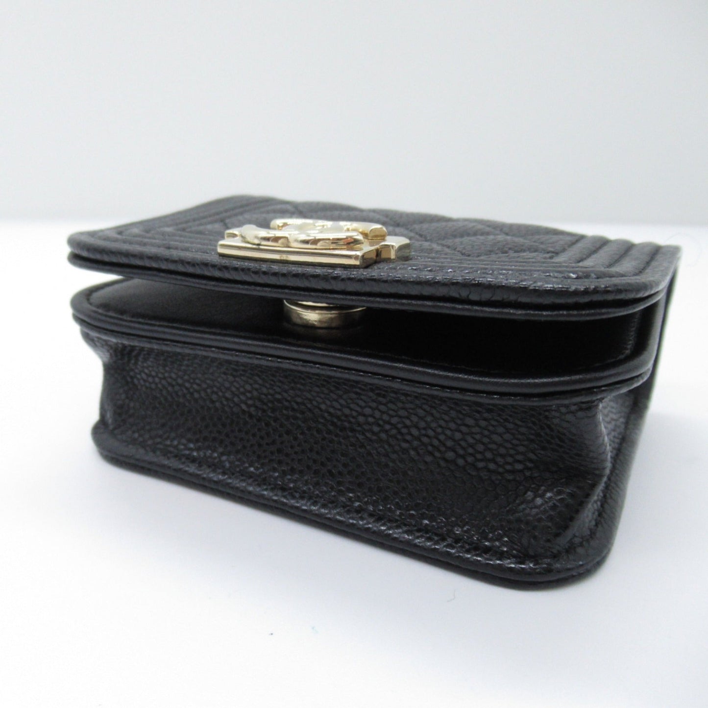 Chanel Boy Chanel Chain Pochette Shoulder Bag Black Caviar Skin (Grained Calf) Rovelle Bags