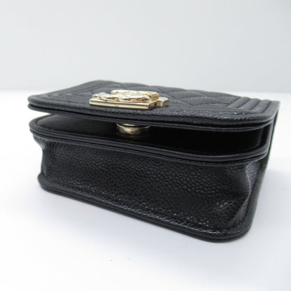 Chanel Boy Chanel Chain Pochette Shoulder Bag Black Caviar Skin (Grained Calf) Rovelle Bags