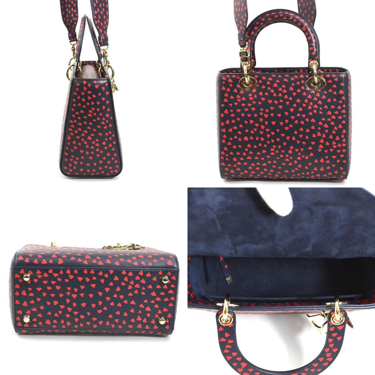 Christian Dior Navy Red Color Leather Handbag Shoulder Bag Rovelle Bags