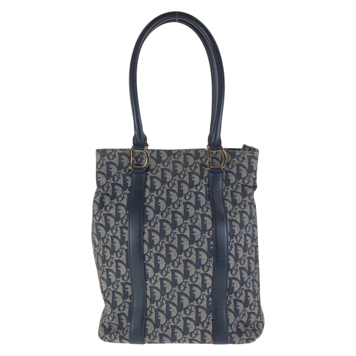 Christian Dior Navy Canvas Leather Shoulder Bag Tote Bag Rovelle Bags