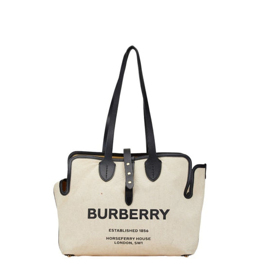 Burberry Beige Canvas Leather Pouch Tote Bag ( )