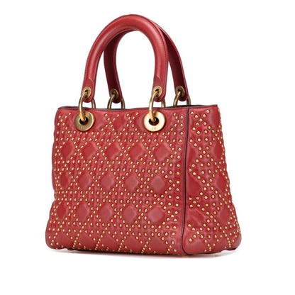Christian Dior Lady Dior Red Color Leather Handbag Shoulder Bag Style 2 Rovelle Bags