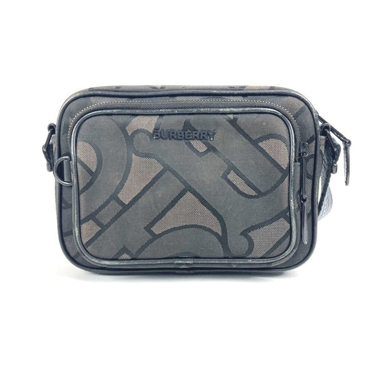 Burberry Black Gray Nylon Canvas Pochette Shoulder Bag ( )