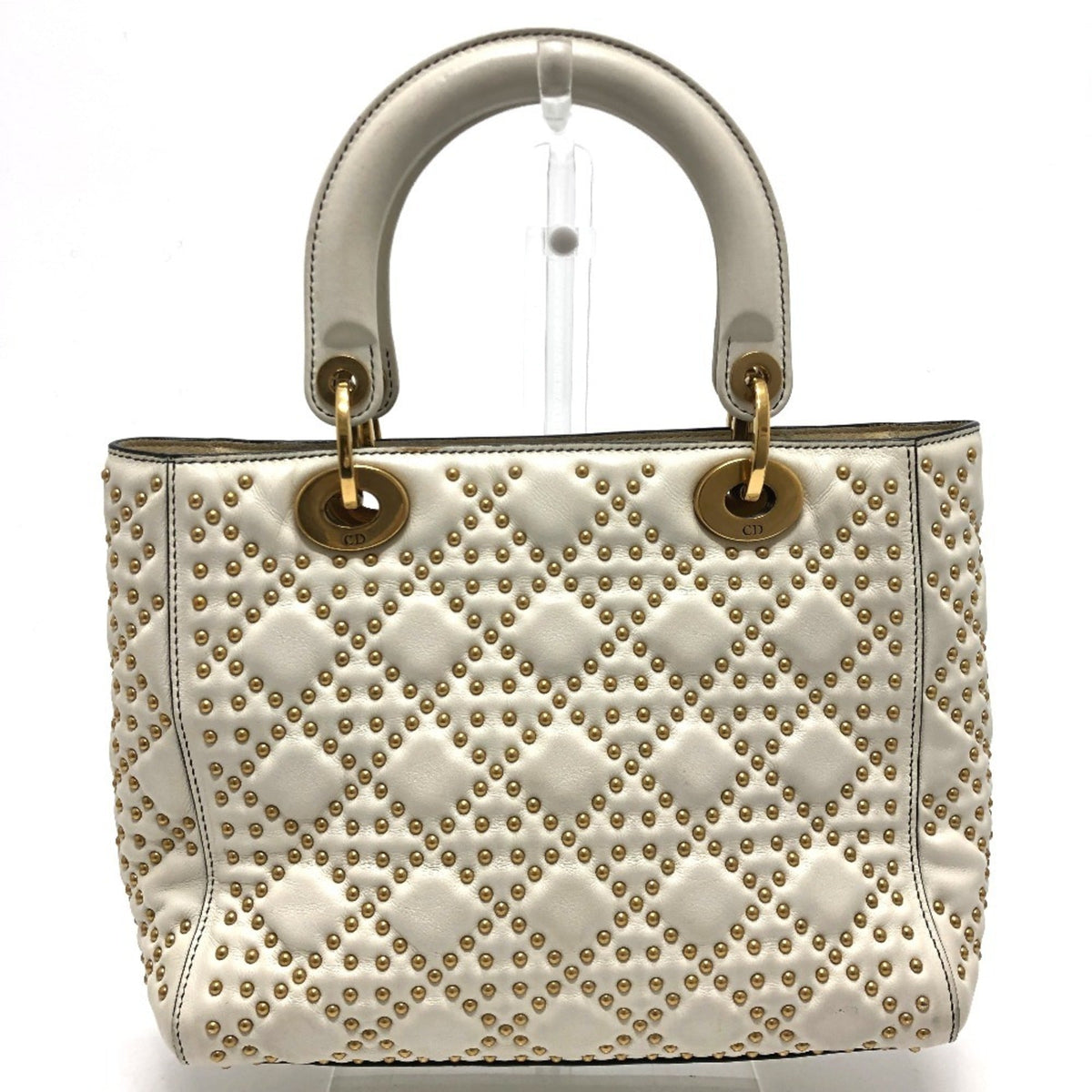 Christian Dior Lady Dior White Leather Handbag Tote Bag Rovelle Bags