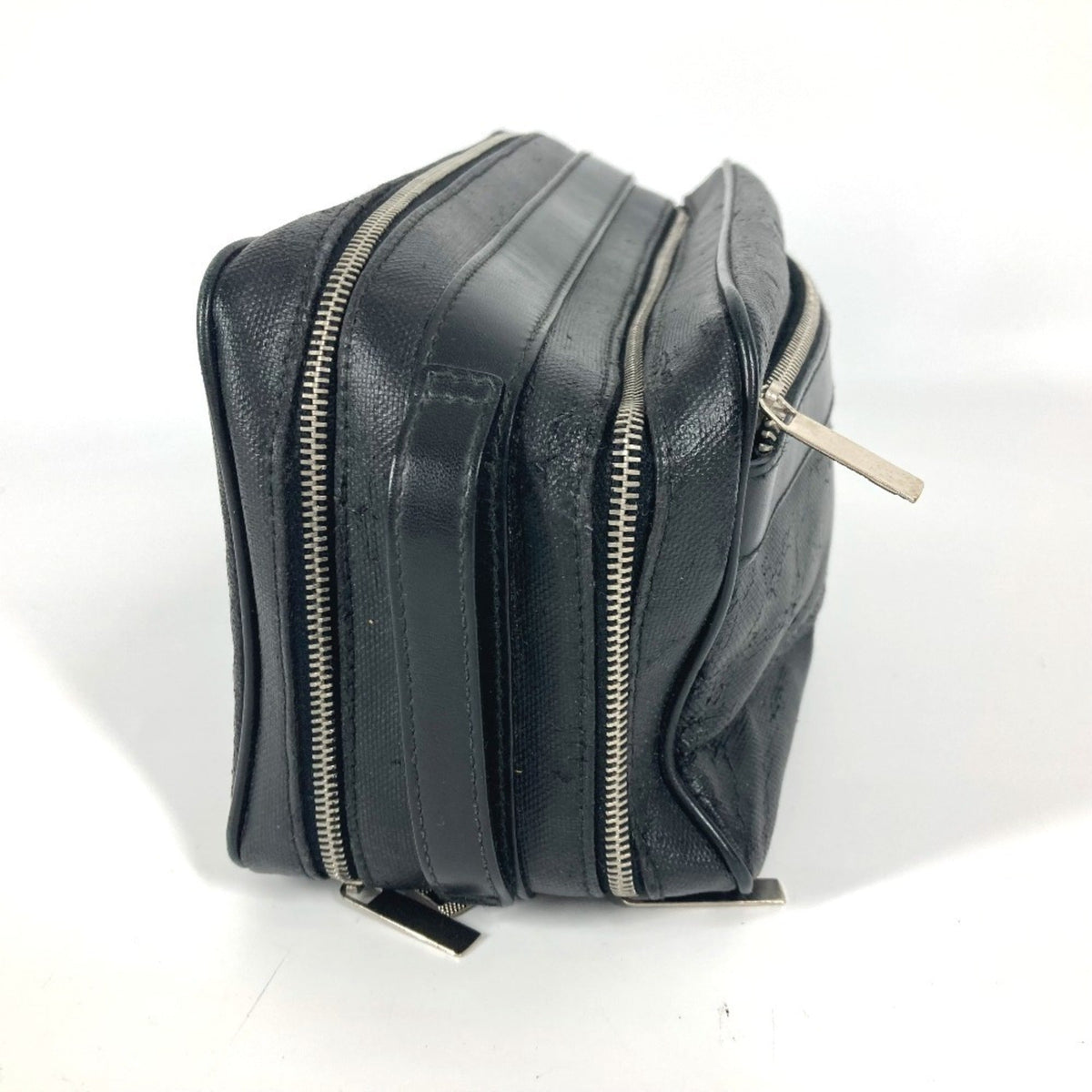 Christian Dior Black Leather Coated Canvas Clutch Bag Pouch Rovelle Bags