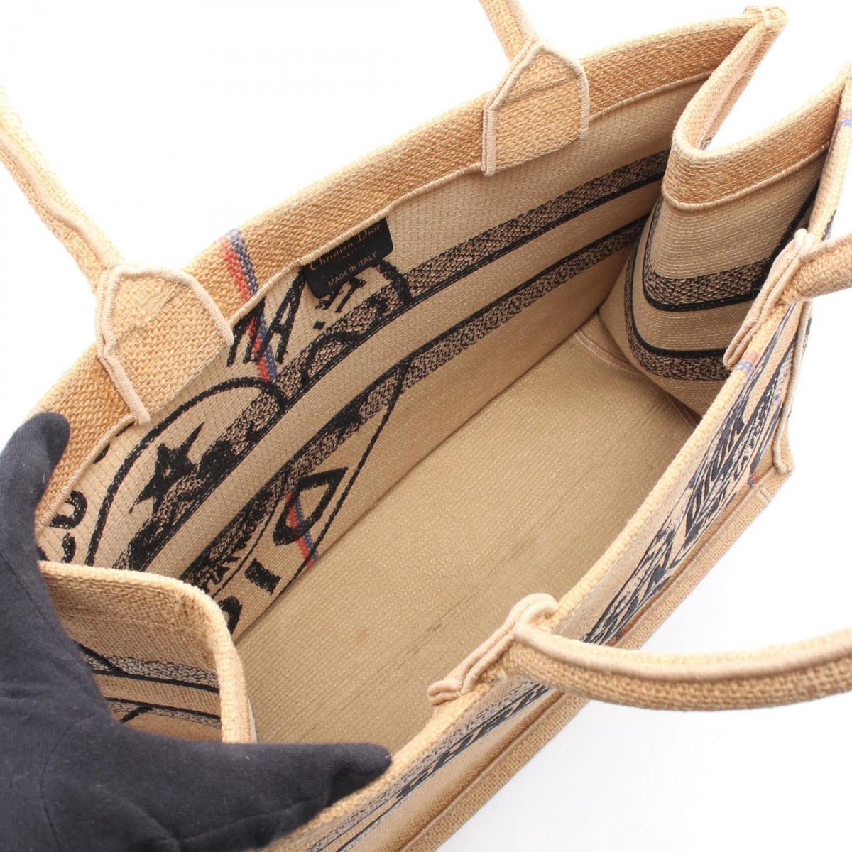 Christian Dior Black Brown Multi-Color Raffia Tote Bag Rovelle Bags
