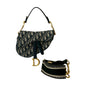 Christian Dior Navy Canvas Leather Handbag Saddle Bag Shoulder Bag Rovelle Bags