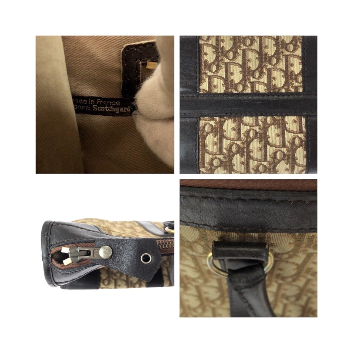 Christian Dior Beige Brown Canvas Leather Boston Bag Handbag Rovelle Bags