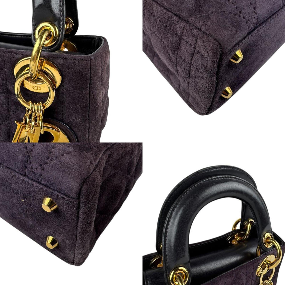 Christian Dior Black Purple Suede Leather Handbag Shoulder Bag Rovelle Bags