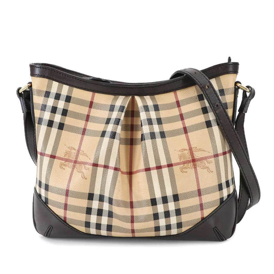 Burberry Beige Dark Brown Pvc Leather Shoulder Bag ( )