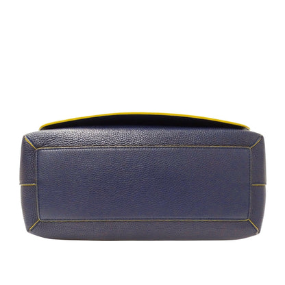 Burberry Navy Yellow Leather Shoulder Bag ( )