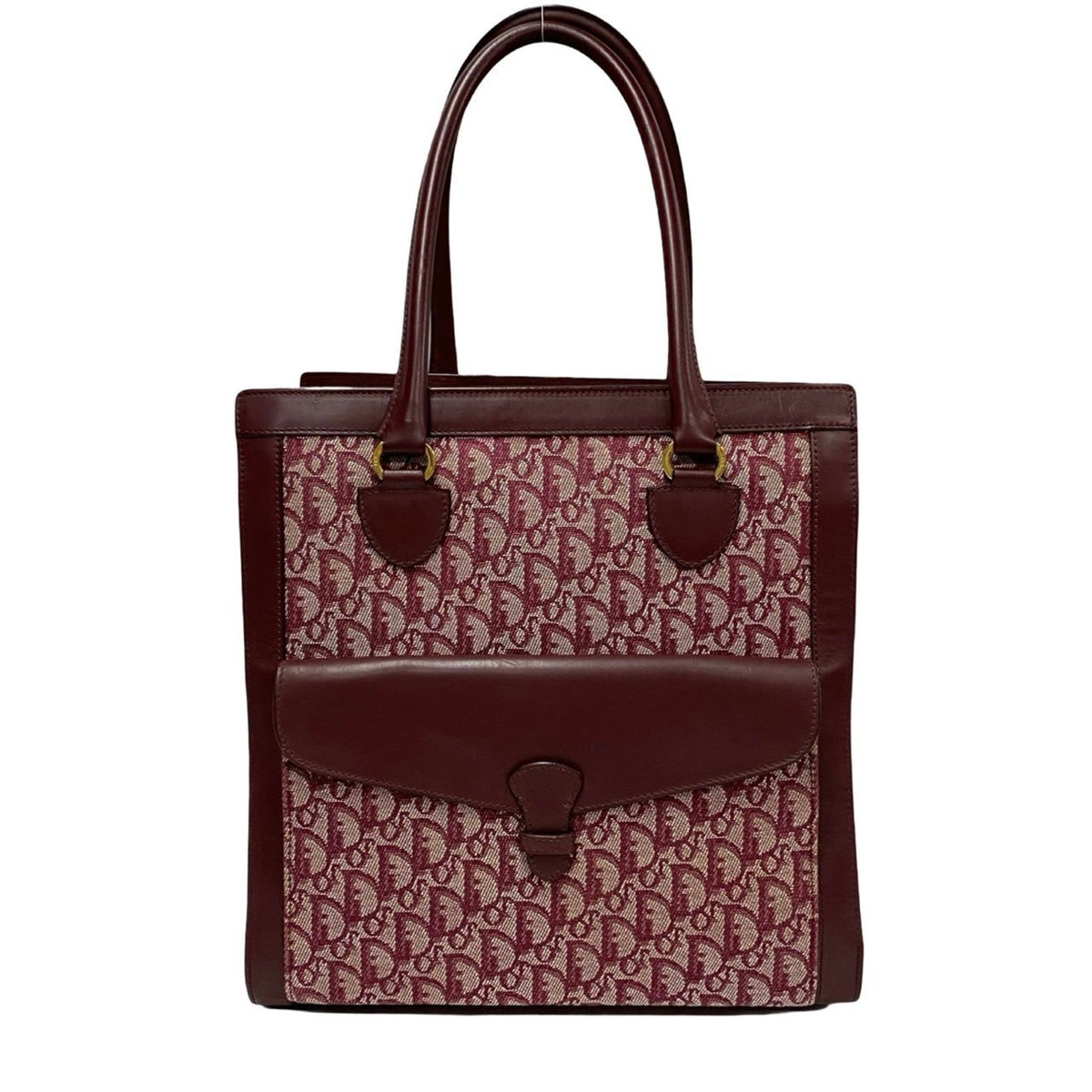 Christian Dior Red Color Canvas Leather Handbag Tote Bag Rovelle Bags