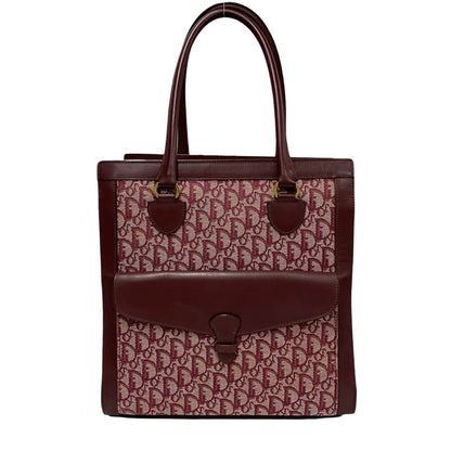 Christian Dior Red Color Canvas Leather Handbag Tote Bag Rovelle Bags