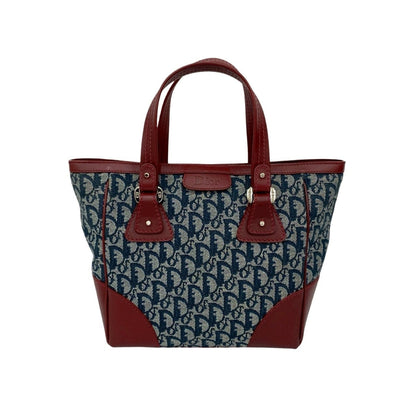 Christian Dior Navy Wine Canvas Leather Handbag Tote Bag Rovelle Bags