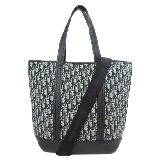 Christian Dior Navy Canvas Leather Tote Bag Rovelle Bags