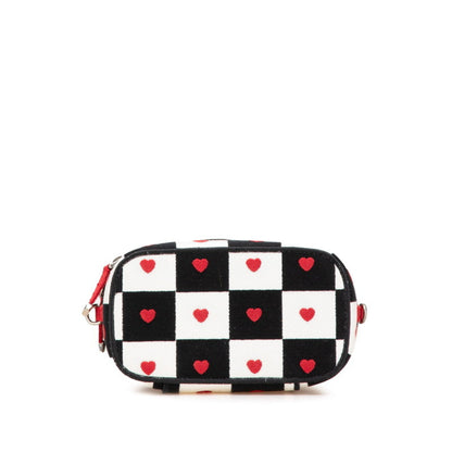 Christian Dior Black Red Color White Canvas Handbag Vanity Bag Rovelle Bags