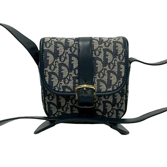 Christian Dior Navy Leather Canvas Pochette Shoulder Bag Rovelle Bags