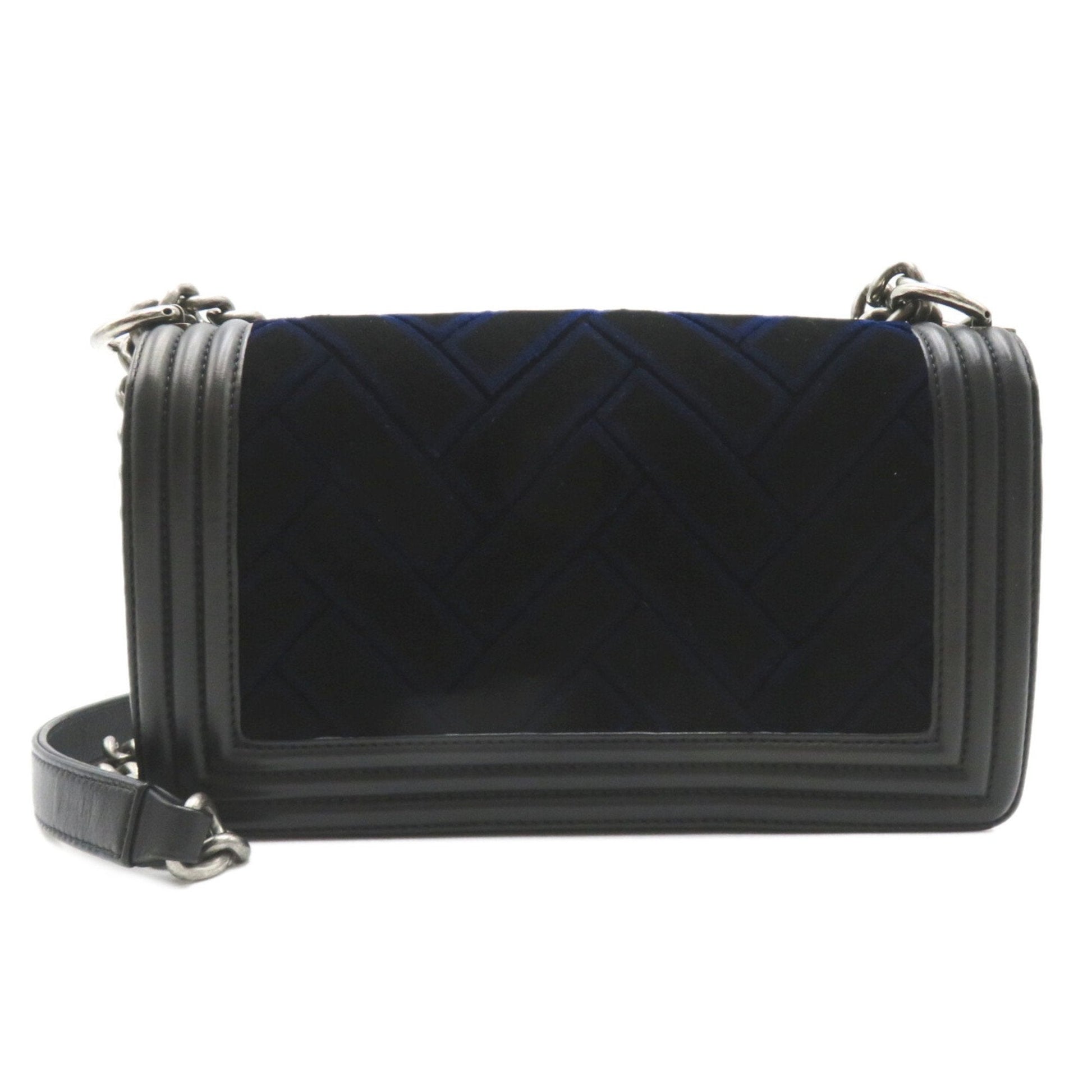 Chanel Boy Chanel Chain Shoulder Bag, Lambskin (Sheepskin), Women's, Navy, Black Rovelle Bags
