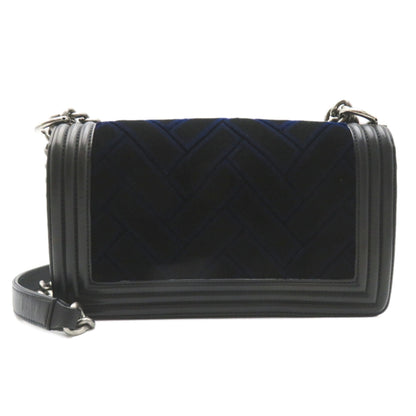 Chanel Boy Chanel Chain Shoulder Bag, Lambskin (Sheepskin), Women's, Navy, Black Rovelle Bags