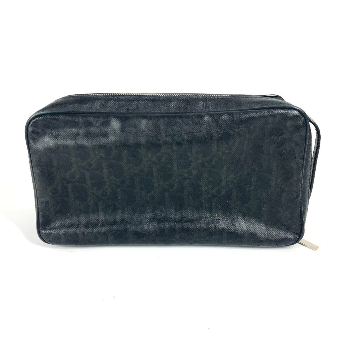 Christian Dior Black Leather Coated Canvas Clutch Bag Pouch Rovelle Bags