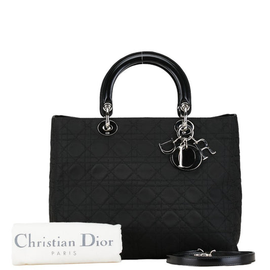 Christian Dior Black Cotton Leather Handbag Pochette Pouch Shoulder Bag Rovelle Bags