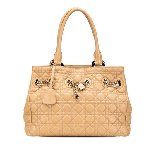Christian Dior Lady Dior Beige Brown Leather Handbag Tote Bag Rovelle Bags