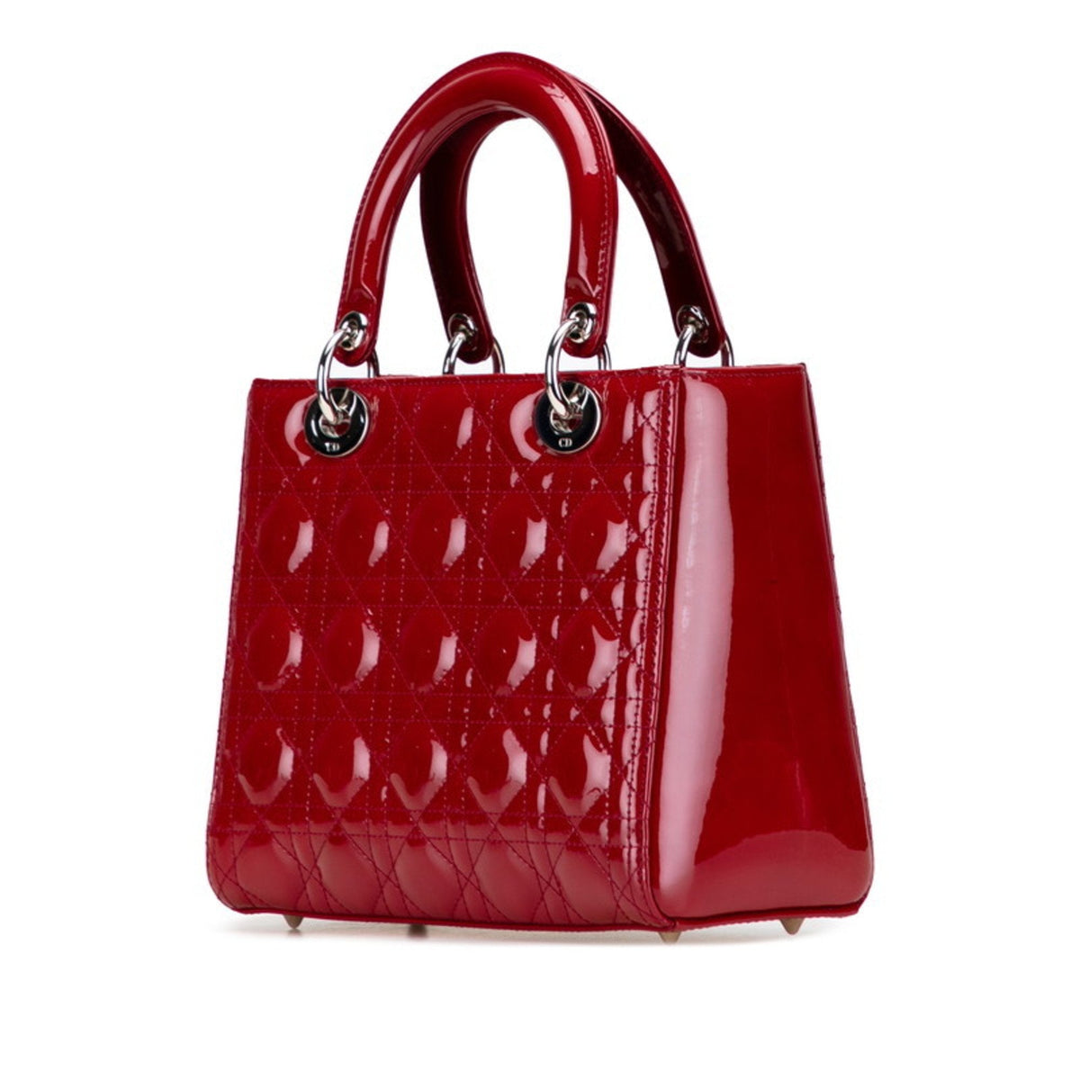 Christian Dior Lady Dior Red Color Patent Leather Handbag Shoulder Bag Rovelle Bags