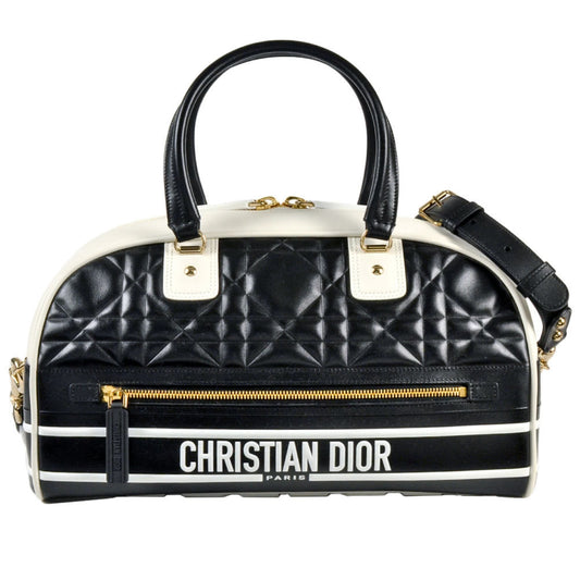Christian Dior Black White Leather Handbag Style 4 Rovelle Bags