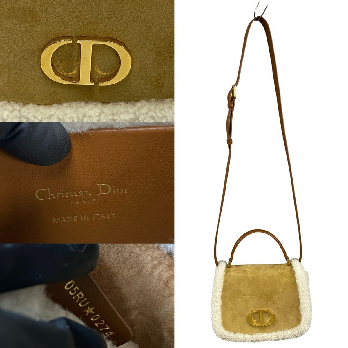 Christian Dior Beige White Leather Handbag Shoulder Bag Rovelle Bags