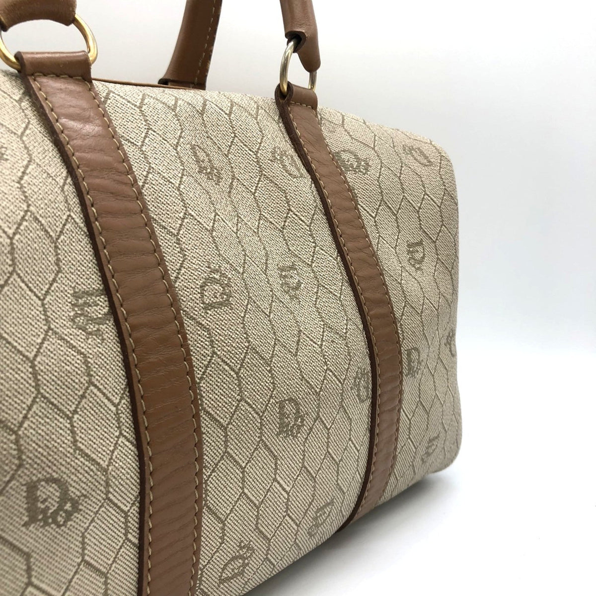 Christian Dior Beige Brown Pvc Handbag Rovelle Bags