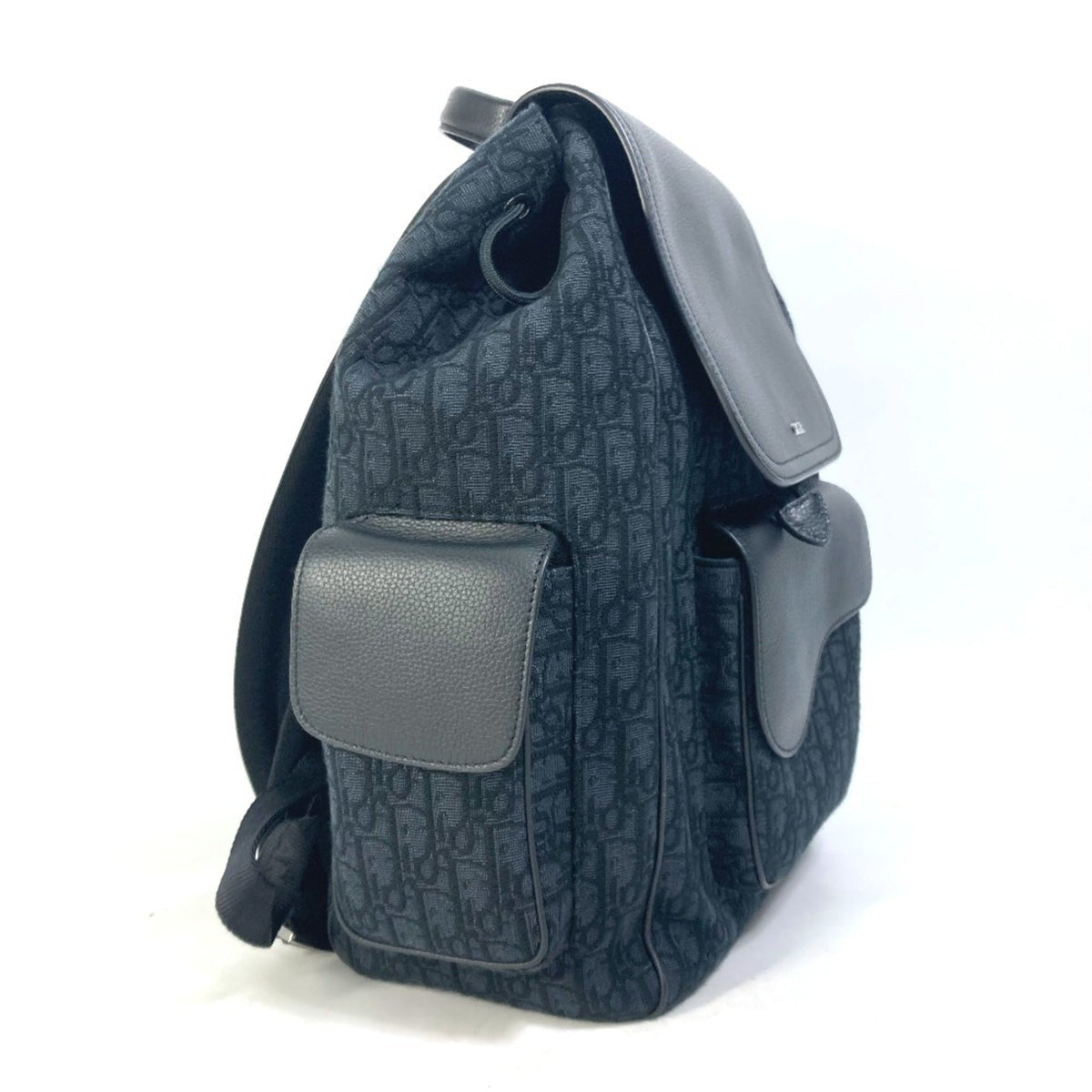 Christian Dior Black Navy Canvas Leather Backpack Rovelle Bags