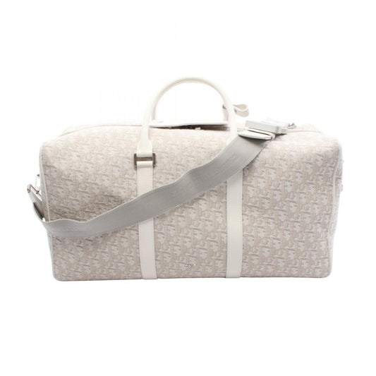 Christian Dior Beige White Canvas Leather Boston Bag Rovelle Bags