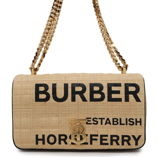 Burberry Beige Raffia Leather Shoulder Bag ( )