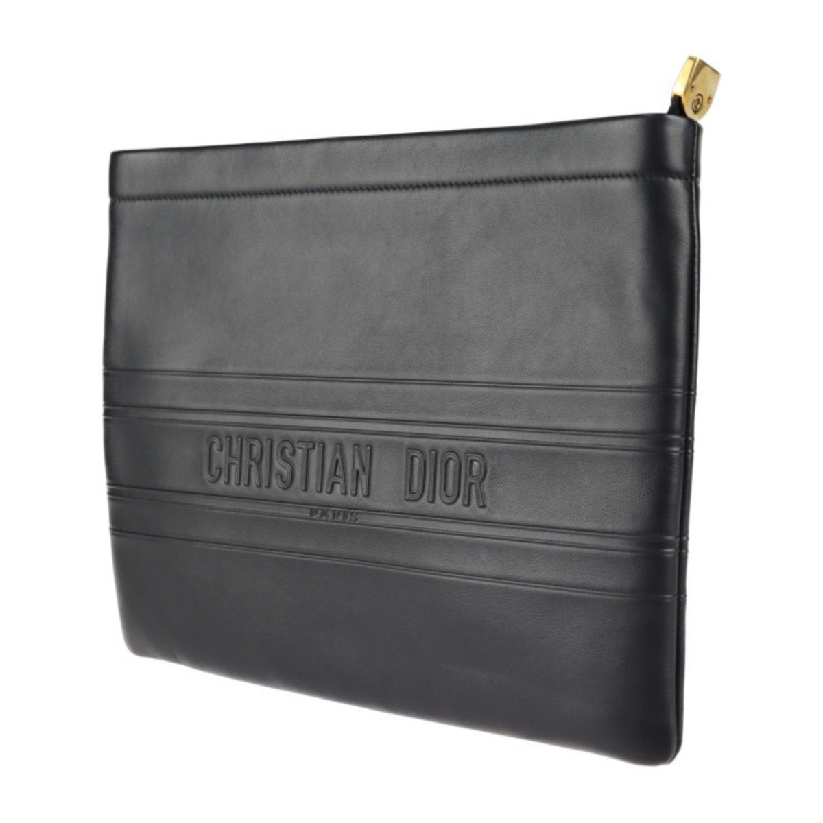 Christian Dior Black Leather Clutch Bag Handbag Rovelle Bags
