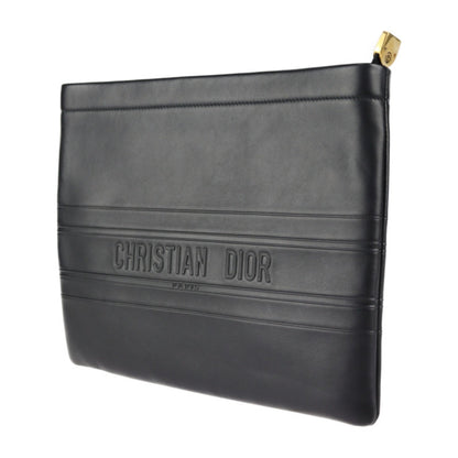 Christian Dior Black Leather Clutch Bag Handbag Rovelle Bags