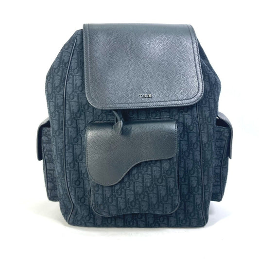 Christian Dior Black Navy Canvas Leather Backpack Rovelle Bags