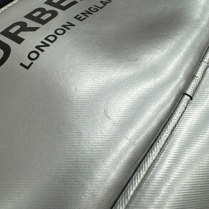 Burberry Metallic Silver Canvas Leather Shoulder Bag Sling Bag ( )