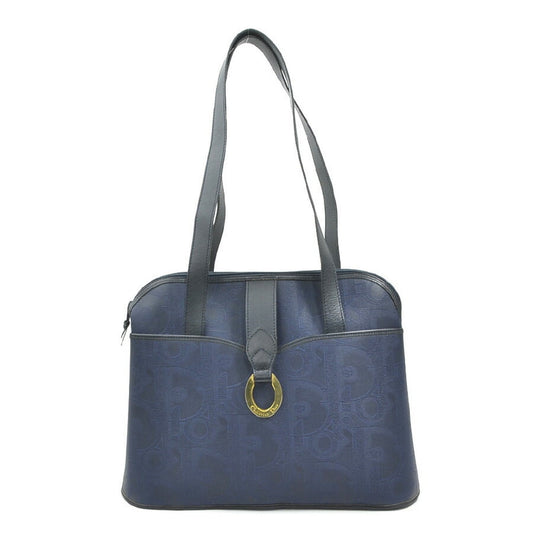 Christian Dior Navy Coated Canvas Leather Shoulder Bag Rovelle Bags