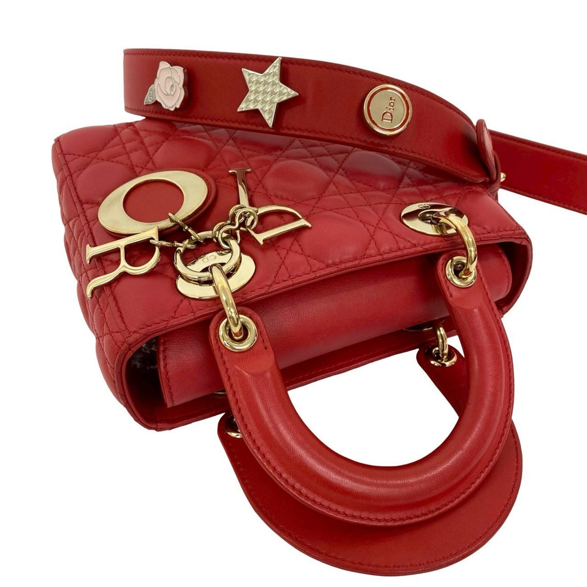 Christian Dior Red Color Leather Handbag Shoulder Bag Rovelle Bags