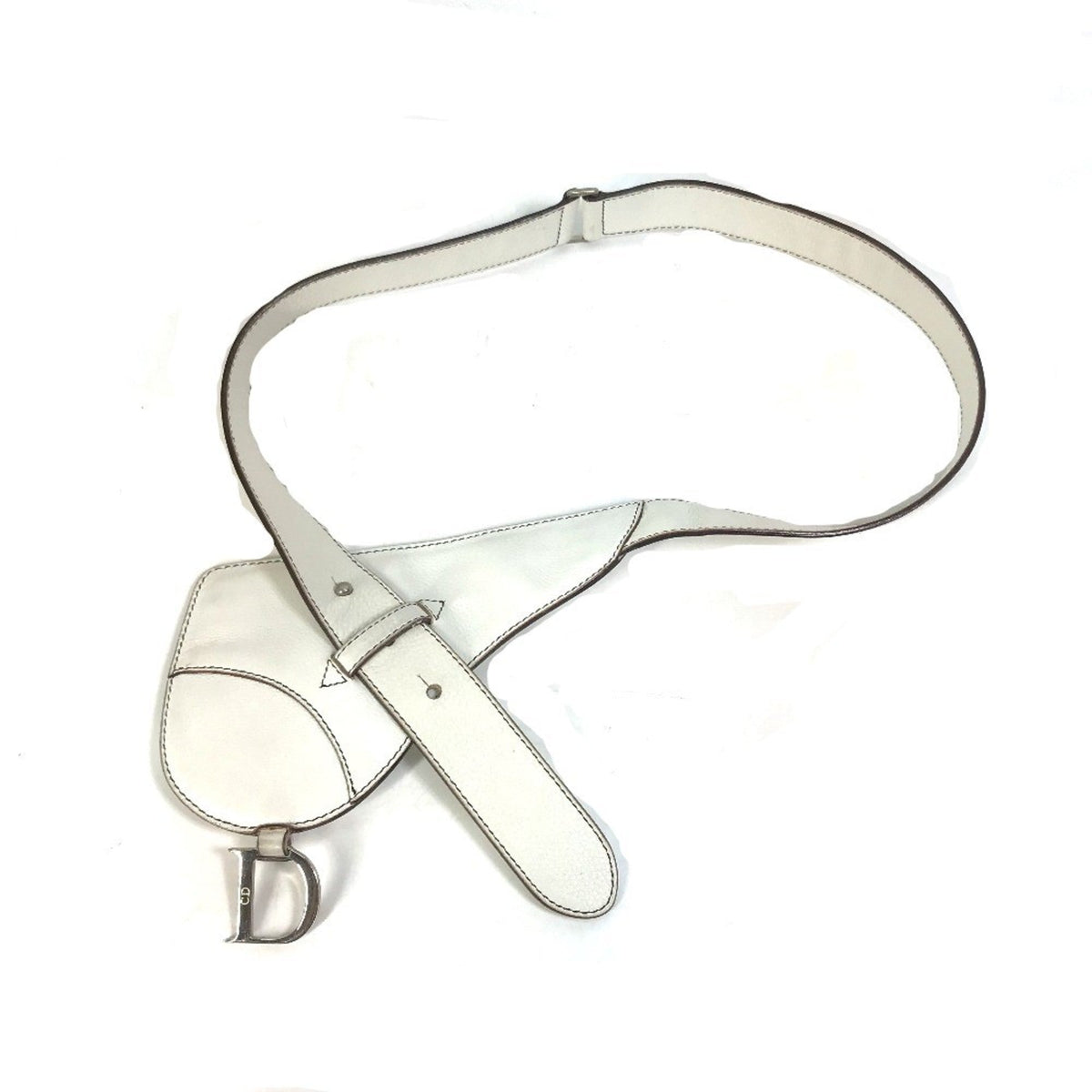 Christian Dior White Leather Fanny Pack Pouch Saddle Bag Rovelle Bags