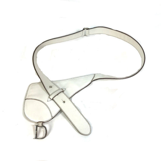 Christian Dior White Leather Fanny Pack Pouch Saddle Bag Rovelle Bags