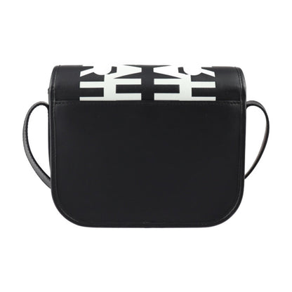 Burberry Black White Leather Handbag Shoulder Bag ( )
