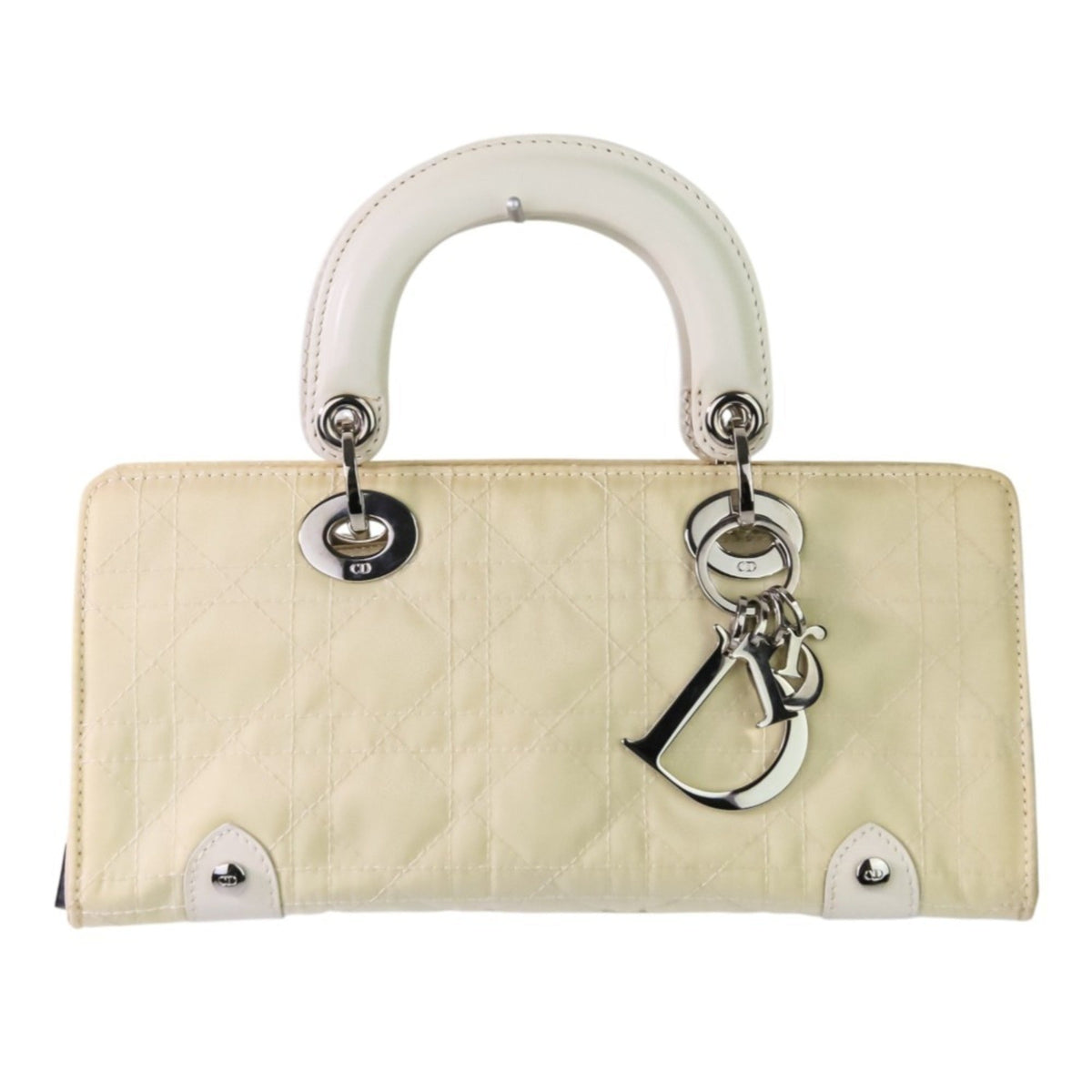 Christian Dior Off-White Nylon Leather Handbag Rovelle Bags