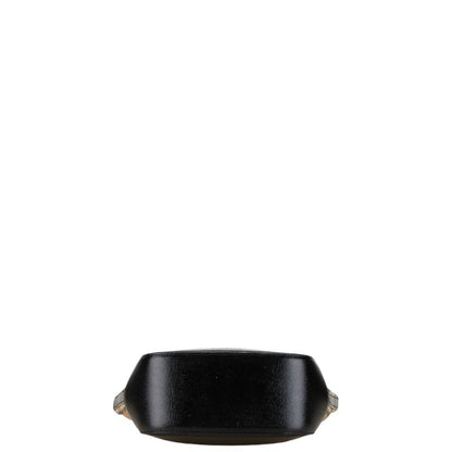 Burberry Beige Black Canvas Leather Handbag ( )