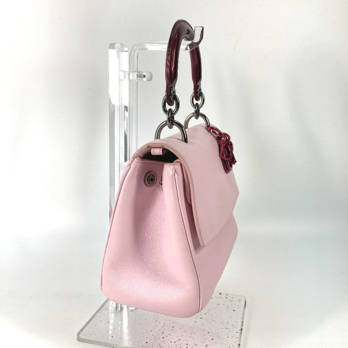 Christian Dior Metallic Pink Leather Leather Handbag Shoulder Bag Rovelle Bags