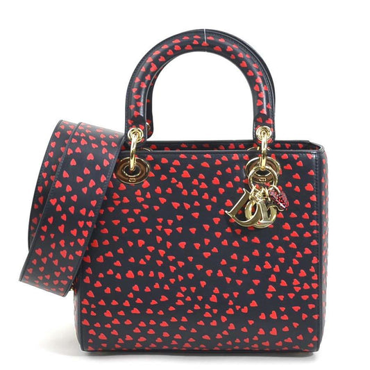 Christian Dior Navy Red Color Leather Handbag Shoulder Bag Rovelle Bags
