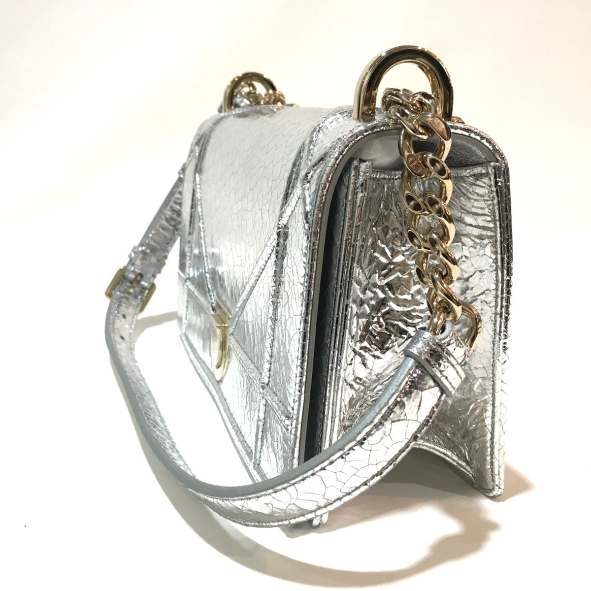 Christian Dior Silver Leather Shoulder Bag Leather Rovelle Bags