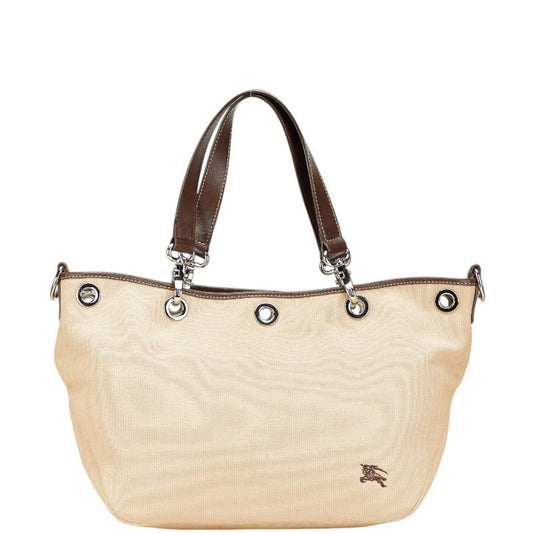 Burberry Beige Brown Canvas Handbag Tote Bag ( )