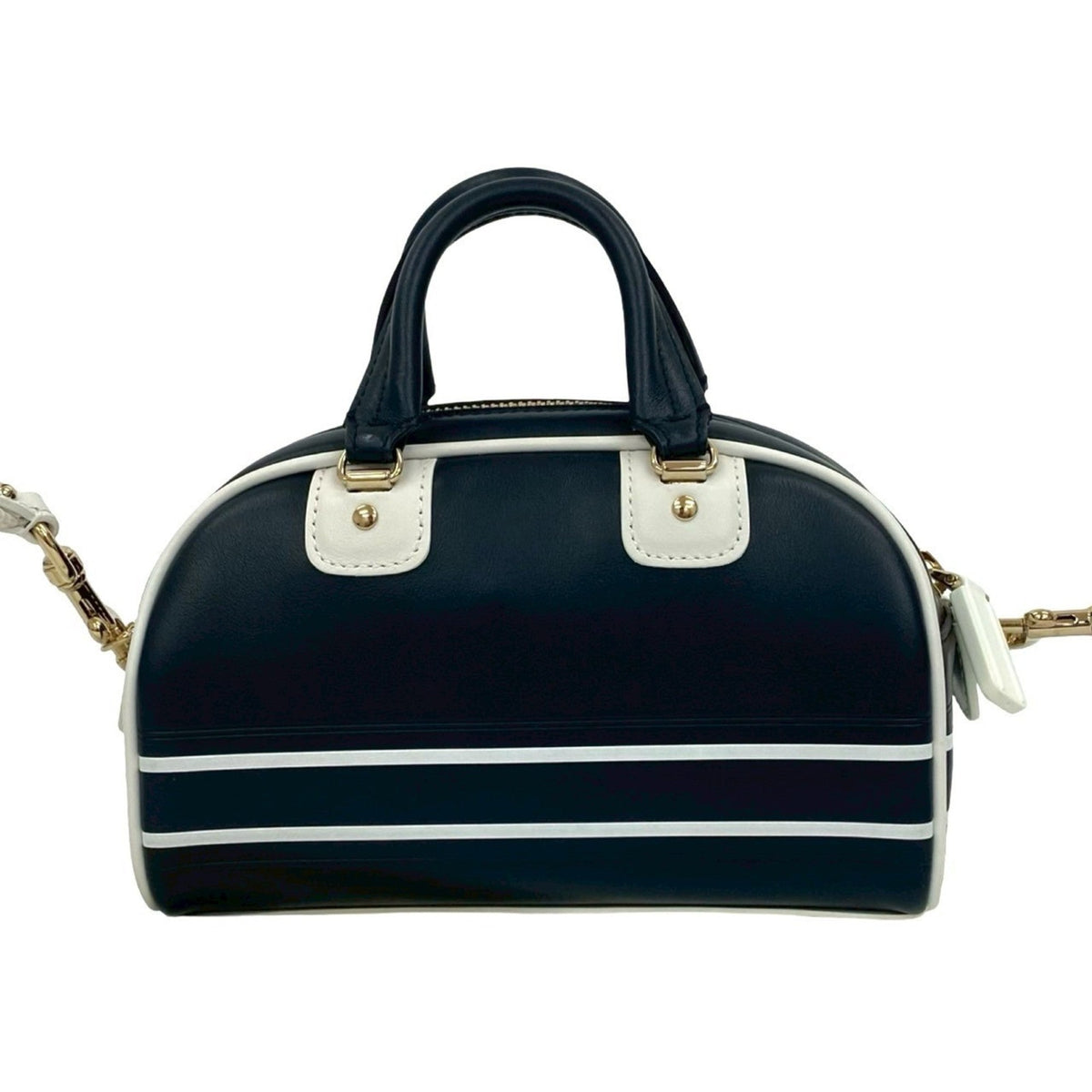 Christian Dior Navy White Leather Handbag Shoulder Bag Rovelle Bags