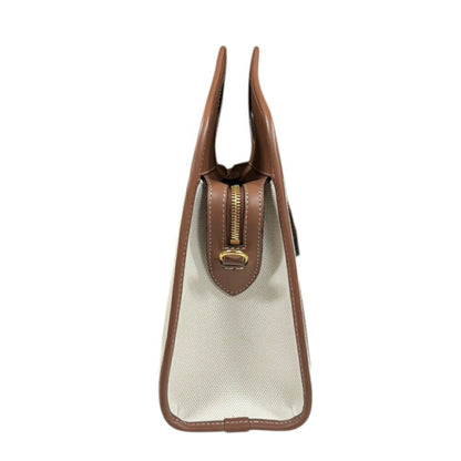 Burberry Beige Brown Canvas Leather Shoulder Bag ( )